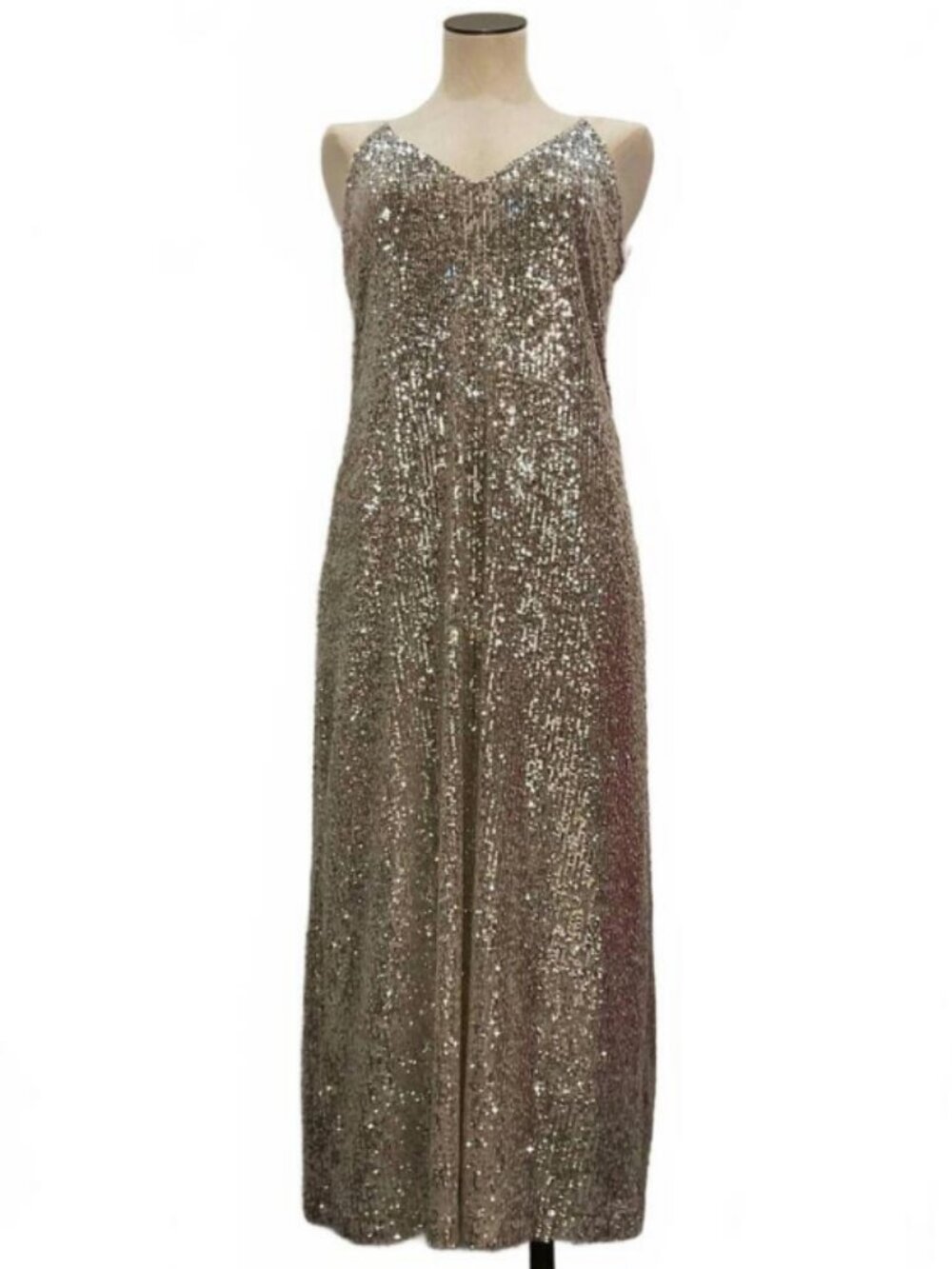 FIFTEEN TWENTY women's sequin slip dress in silver M NWT